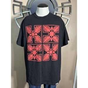 Hawaii's Finest Iune 2023 Men's L Large Shirt Red Floral‎ Logo Graphic Print Tee